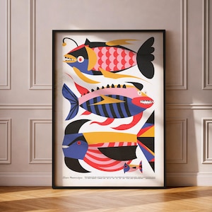 Cesar Manrique Poster Peces Lanzarote España Arte Mediterraneo Decoracion Cocina Digital 