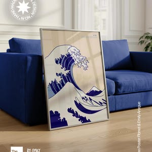 Minimalist Japanese Wave Art Print • Hokusai Inspired Poster