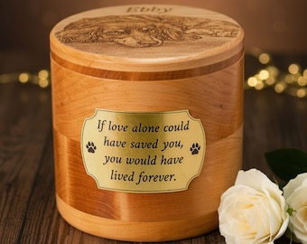 Engraved Wooden Pet Urn | Custom Dog & Cat Memorial Ashes Box