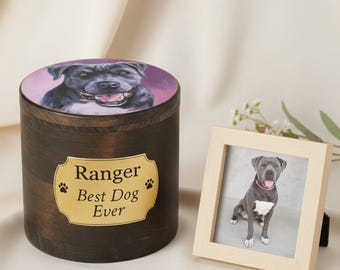 Personalized Dog Urn – Engraved Wooden Pet Memorial Keepsake