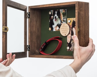Houten fotoschaduwdoos | Gepersonaliseerde hond moedercadeau | Muurdecoratie huisdierherdenking