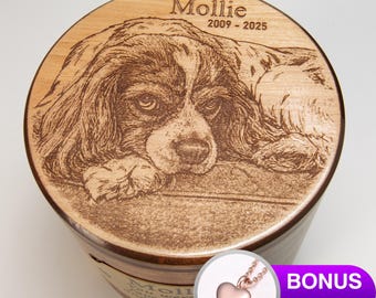 Personalized Pet Urn, Custom Engraved Wooden Dog Memorial
