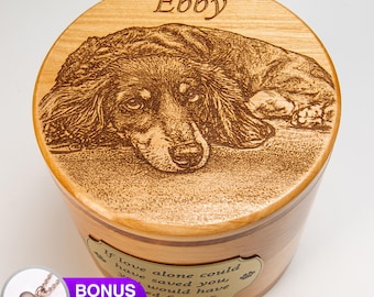 Custom Pet Urn, Engraved Wooden Memorial Keepsake Box