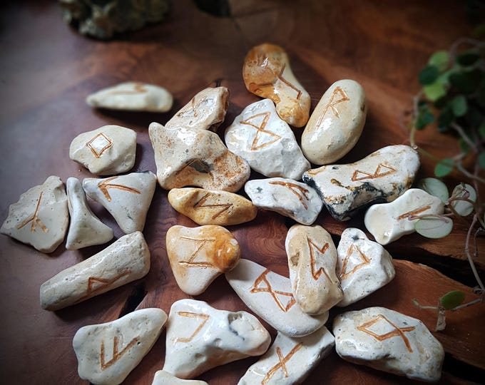 Elder Futhark Runes ~ Set of 24 Stones ~ Hand-carved - Etsy