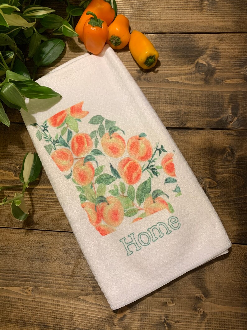 Georgia Peach Kitchen Towel Home - Etsy