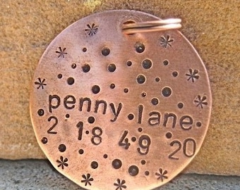 Cosmos - Unique Handstamped Pet ID Tag Copper Galaxy Dogs