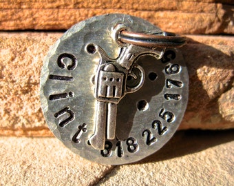 The Clint (#088) - Unique Handstamped Dog Tag Antique Brass Bone Pet ID Tag Dogs