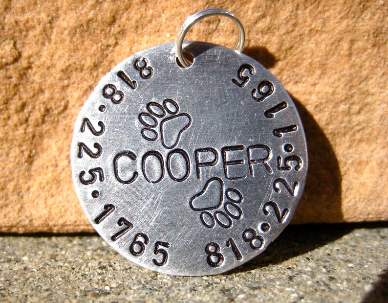 The Cooper 084 Pet ID Tag Dog Whimsical Unique Handstamped image 4