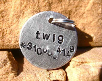 The Twig (#053) - Unique Handstamped Pet ID Tag Aluminum Silver Small Dog Cat