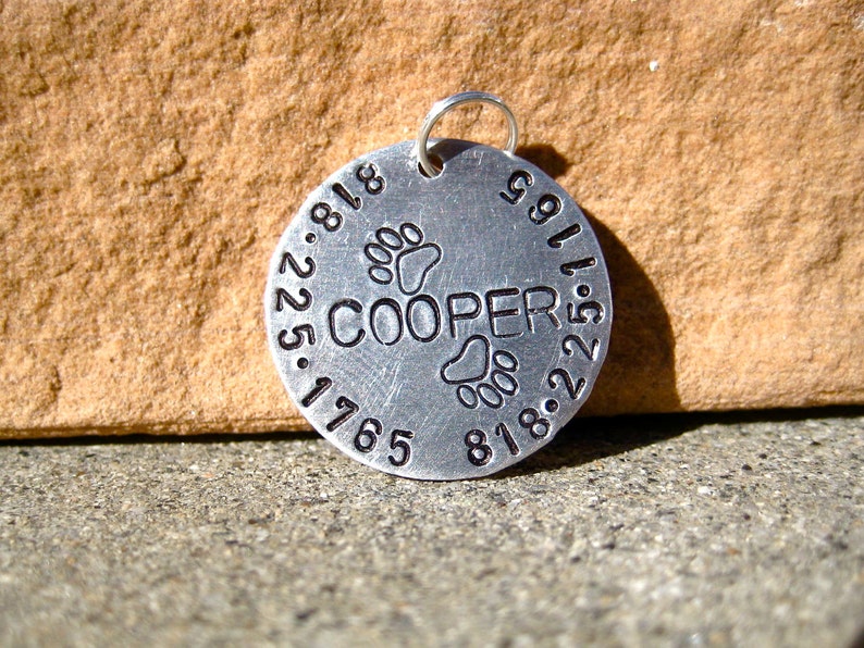 The Cooper 084 Pet ID Tag Dog Whimsical Unique Handstamped image 3