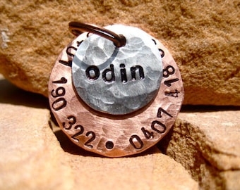 The Odin (#039) - Unique Handstamped Pet ID Tag Layered 2 Disc Small Dogs Cats