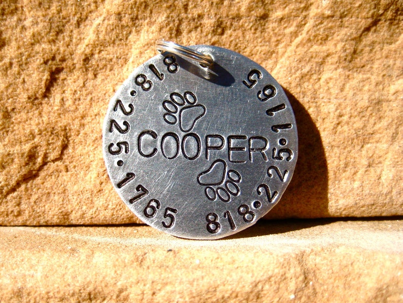 The Cooper 084 Pet ID Tag Dog Whimsical Unique Handstamped image 2