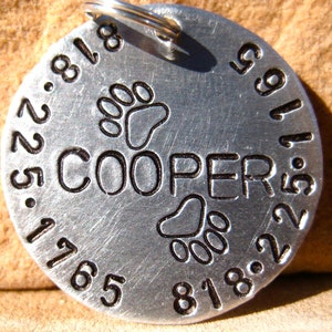 The Cooper 084 Pet ID Tag Dog Whimsical Unique Handstamped image 1