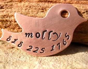 The Molly (#050) - Copper Bird Handstamped Pet ID Tag Unique Dog Cat