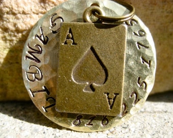 The Gambit (#021) - Unique Handstamped Ace of Spades Pet ID Tag Dog