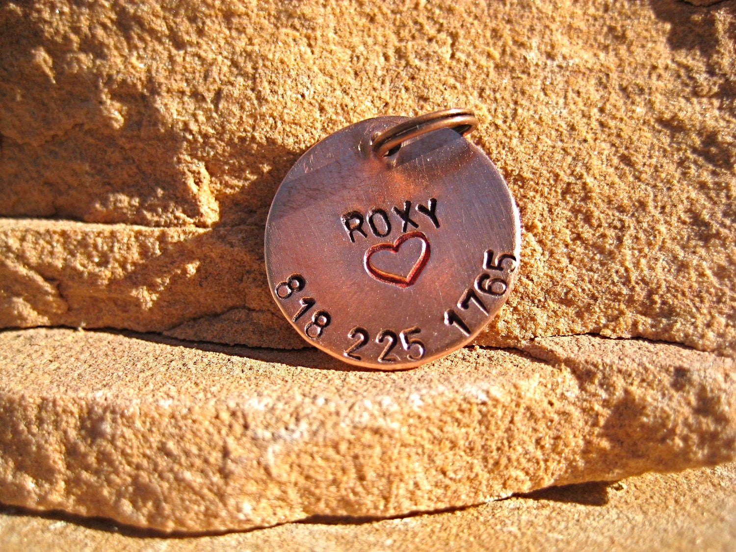 The Roxy Handstamped Pet ID Tag Copper Small Dog Cat | Etsy