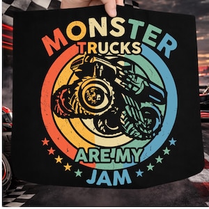 Monster Trucks Are My Jam PNG SVG, Retro Monster Truck Circle Design, Boys Truck Shirt Graphic, Vintage Truck Cricut File image 1
