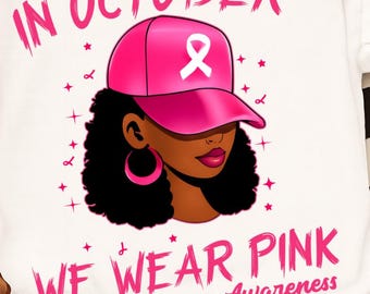 Pink Ribbon Afro Woman: Breast Cancer Awareness Design (PNG SVG)