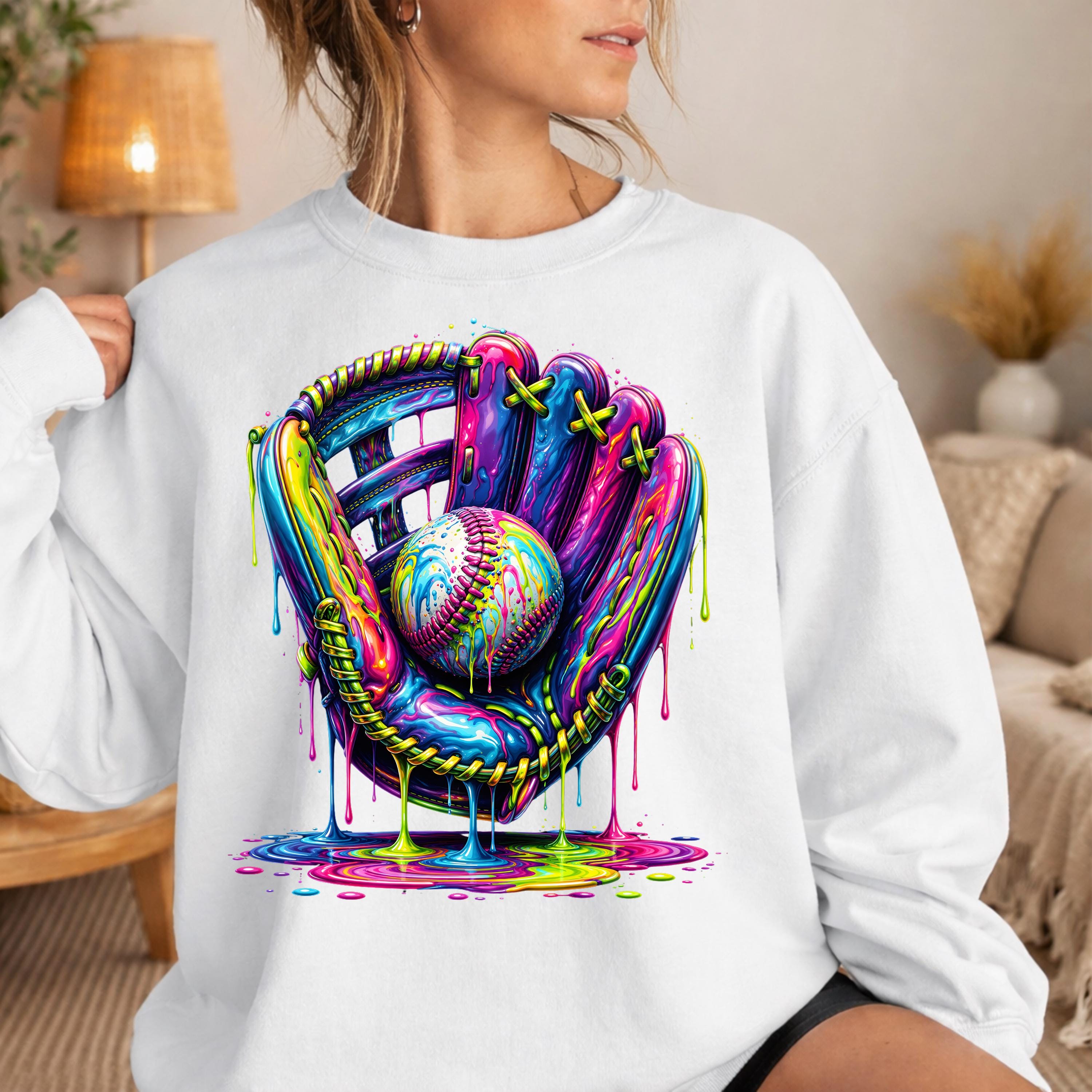 Baseball Glove PNG Neon Drip Paint, Colorful Baseball Design, Sports ...