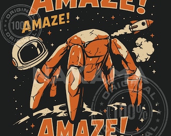 Amaze Rocket Crab PNG, bernard l'ermite drôle PNG, Sublimation rétro de crabe de l'espace, océan de science-fiction PNG, téléchargement numérique pour les amoureux de la plage