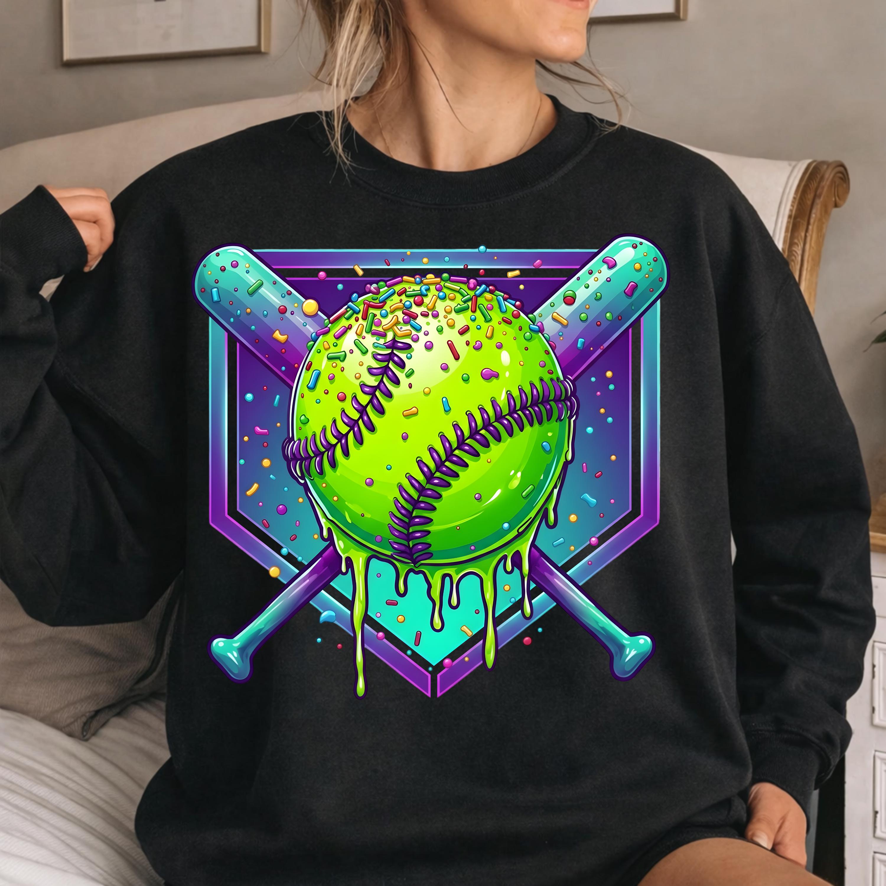 Neon Softball Drip PNG, Colorful Softball Graphic, Softball Sprinkles ...
