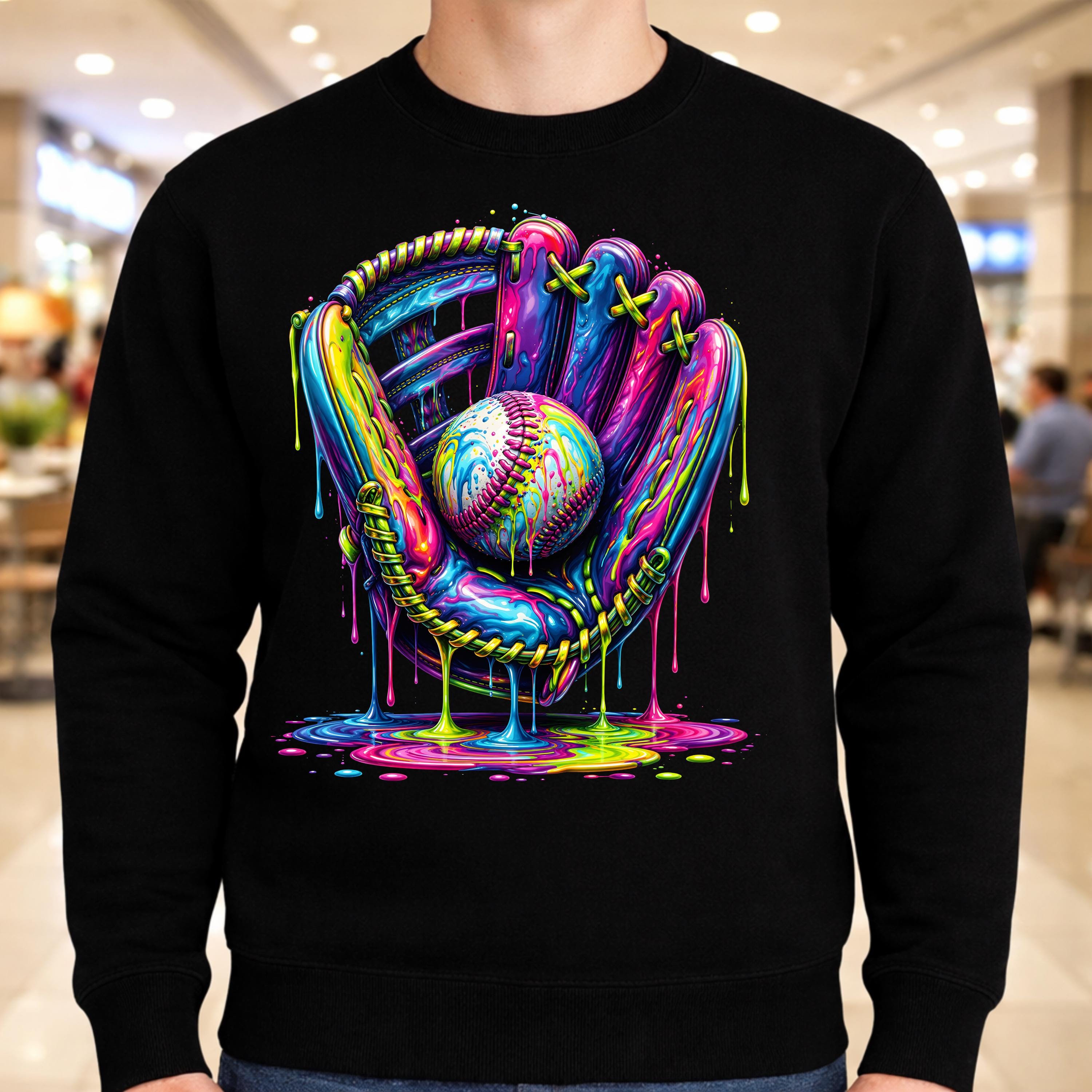 Baseball Glove PNG Neon Drip Paint, Colorful Baseball Design, Sports ...