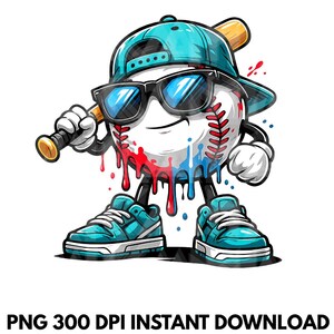 Cool Baseball Drip PNG, Street Style Baseball Mascot Sublimation Design, Boys Baseball Graphic, Sport Lover Clipart, Digital Download image 13