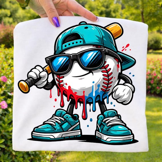 Cool Baseball Drip PNG, Street Style Baseball Mascot Sublimation Design, Boys Baseball Graphic, Sport Lover Clipart, Digital Download