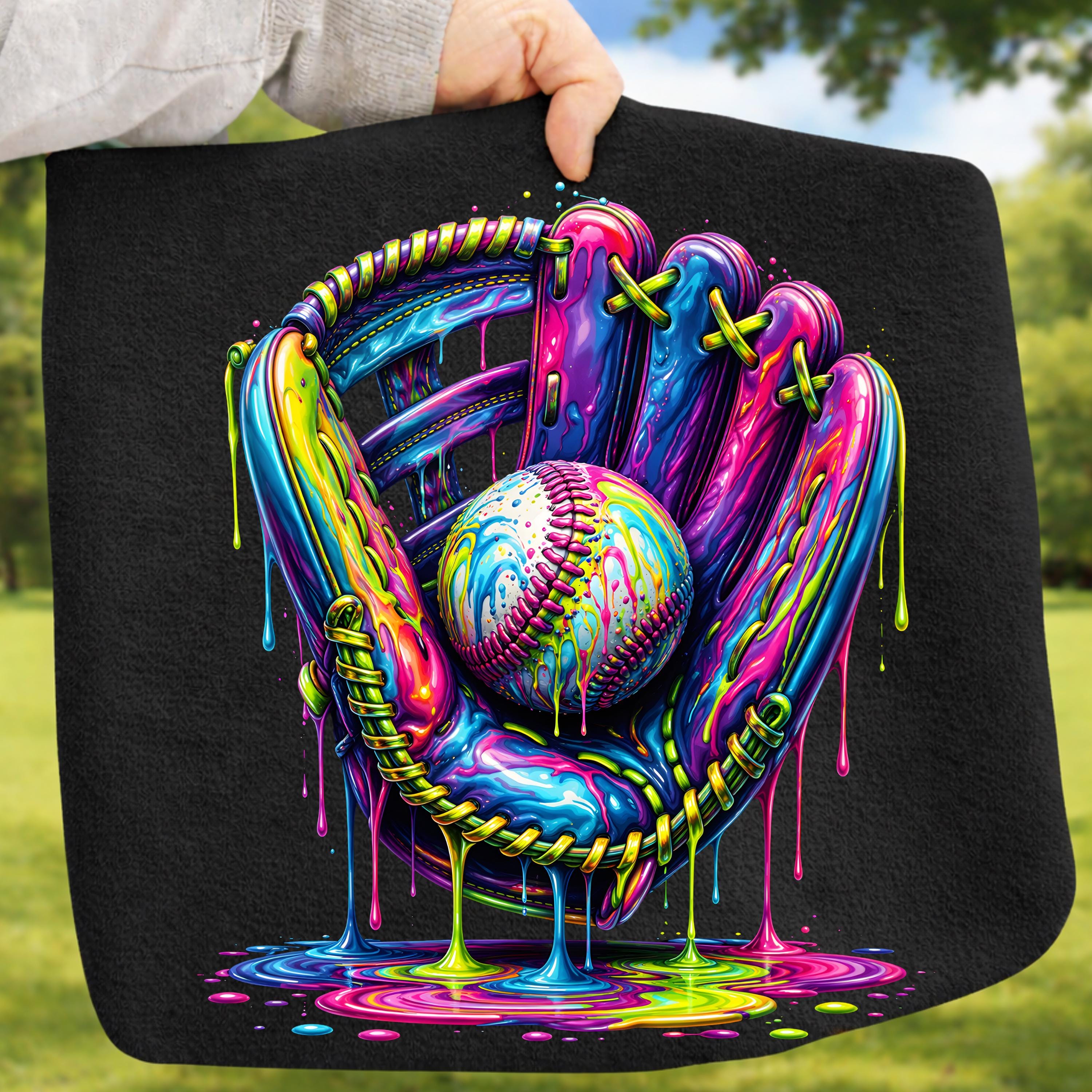 Baseball Glove PNG Neon Drip Paint, Colorful Baseball Design, Sports ...