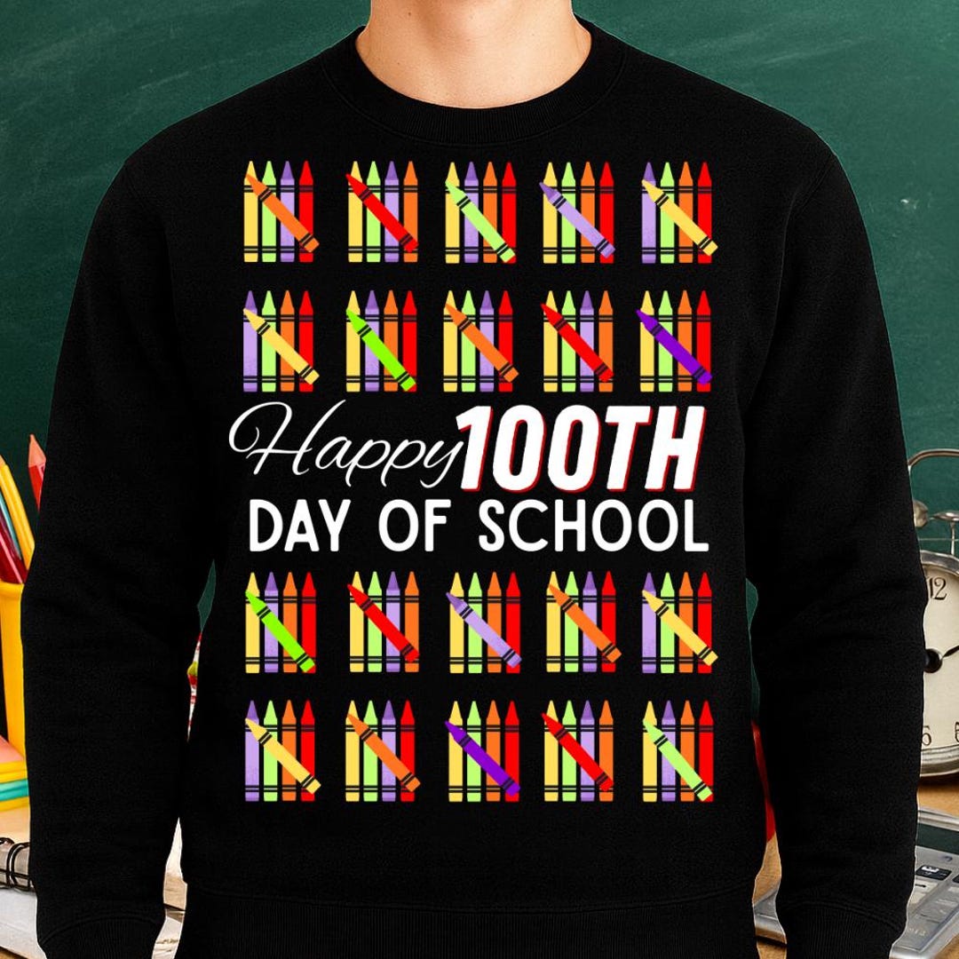Happy 100th Day of School PNG, Crayon Tally Marks 100 Days Design ...