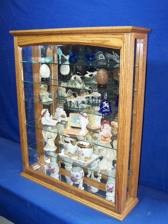 Oak Wall Hanging Or Tabletop Curio Cabinet Etsy