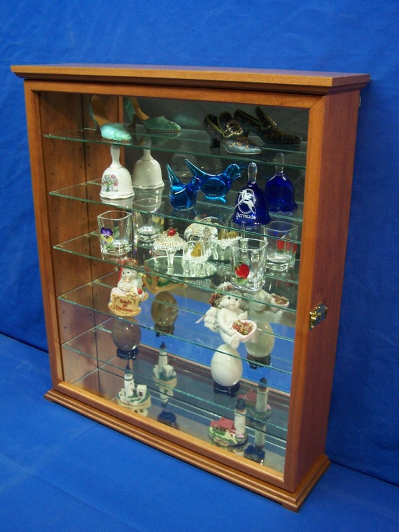 Cherry Hardwood Wall Or Tabletop Curio Display Cabinet Etsy
