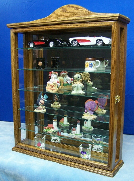 Wall Hanging Curio Cabinet Display Dark Walnut Etsy