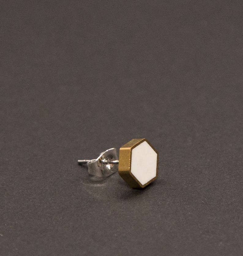 bridal jewelry Ceramic earrings Minimalist Jewelry Geometric Studs WHITE Studs bridal earrings Geometric earrings wedding earring,