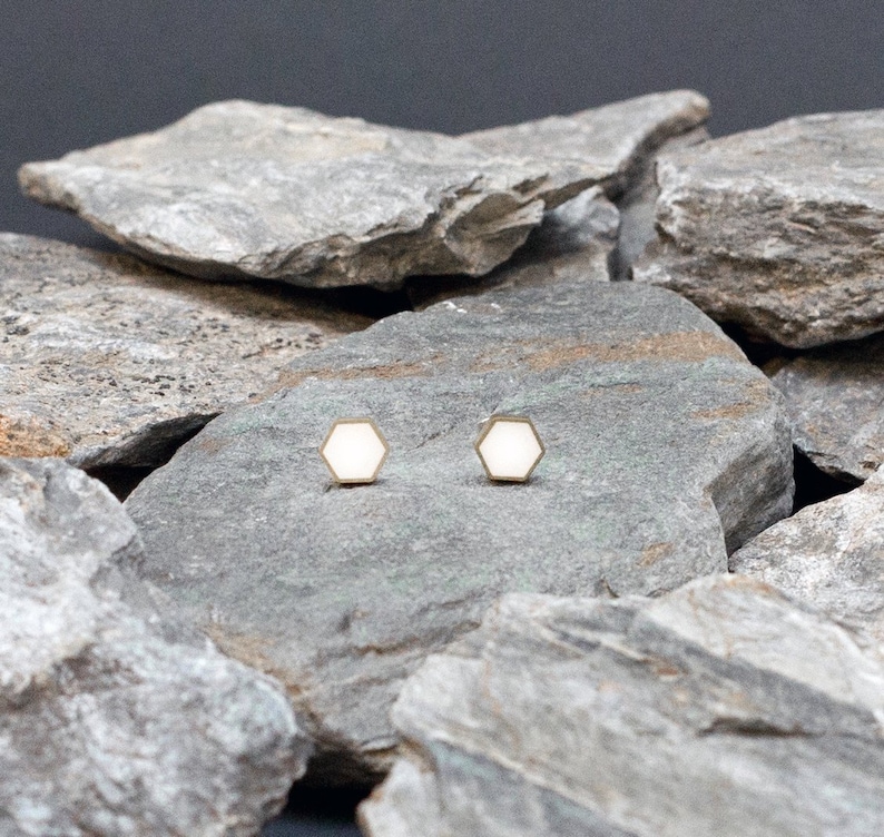 bridal jewelry Ceramic earrings Minimalist Jewelry Geometric Studs WHITE Studs bridal earrings Geometric earrings wedding earring,