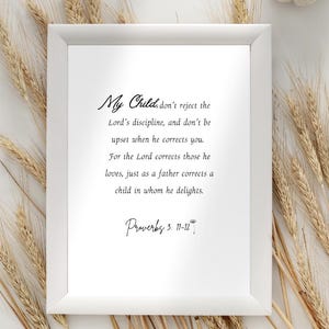 Proverbs 3:11-12 Scripture Print | Minimalist Christian Wall Art (Digital Download)
