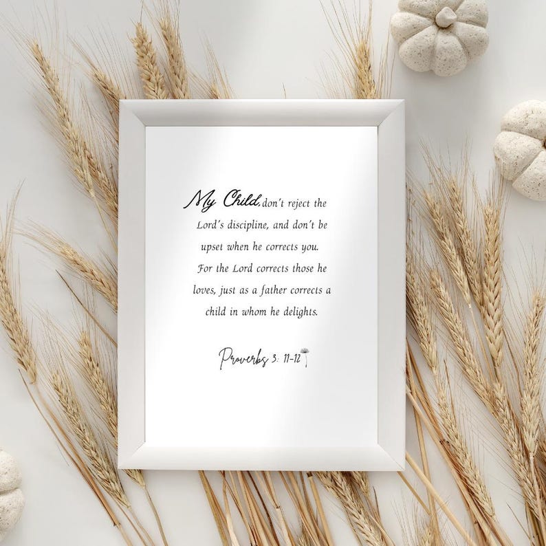 Proverbs 3:11-12 Scripture Print | Minimalist Christian Wall Art (Digital Download) image 1