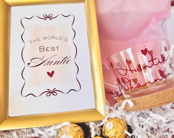 Personlig mostermugg presentask, hjärtdesign, present till henne - cappuccino/kaffeälskare/varm choklad eller te i glas