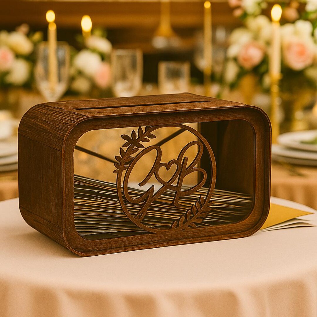 Elegant Wedding Card Box, Custom Card Holder, Wooden Envelope Holder ...