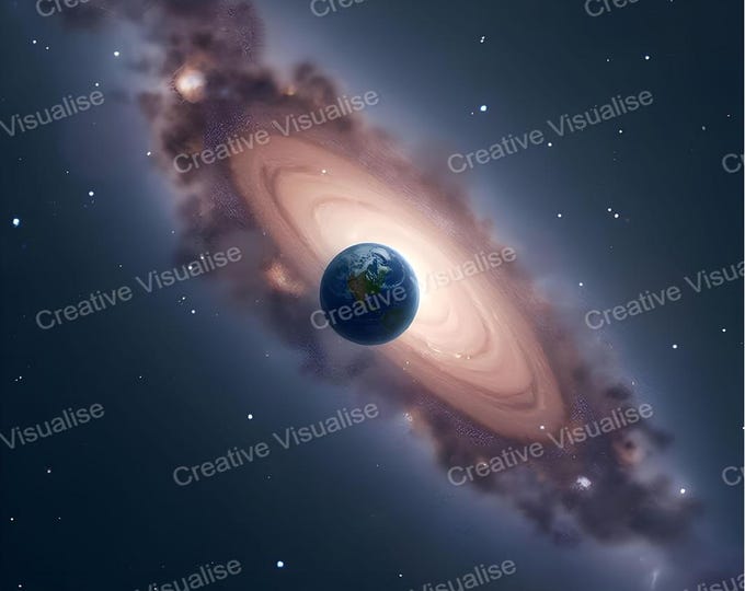 Earth-Like Planet with Distant Galaxy – Breathtaking Cosmic Space Wall Art