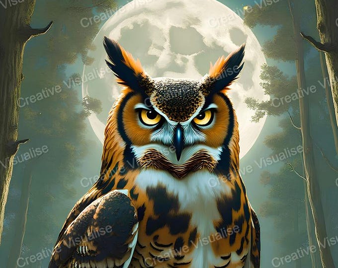 Bubo Owl Wall Art Printable | Wildlife Bird Digital Download PDF & PNG