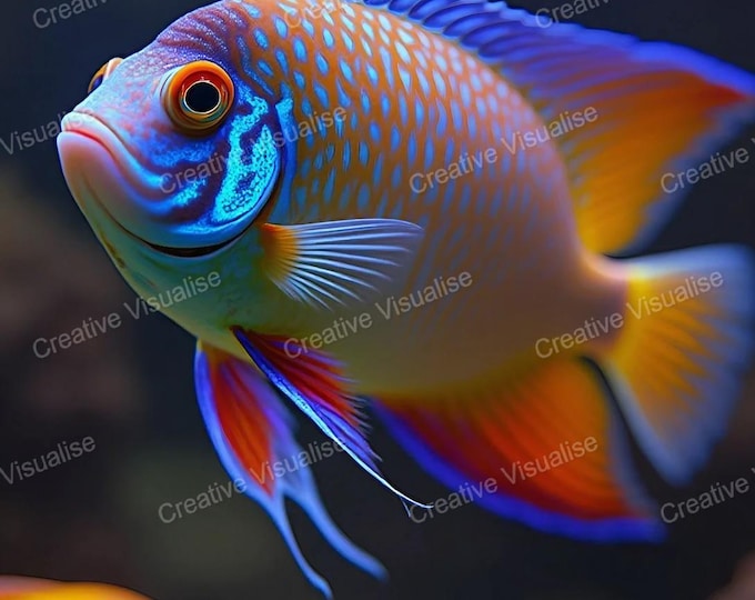 Antique Style Colorful Saltwater Aquarium Fish – Vintage Marine Life Printable Wall Art