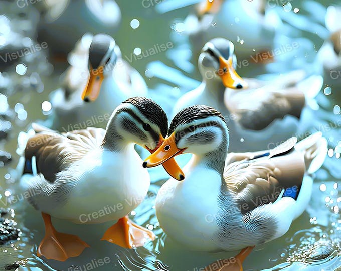Ducks in the Lake Wall Art Printable | Serene Nature Digital Download PDF & PNG