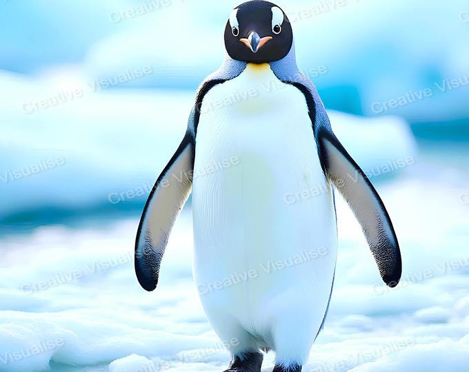 Walking Penguin Wall Art Printable | Bird Animal Digital Download PDF & PNG