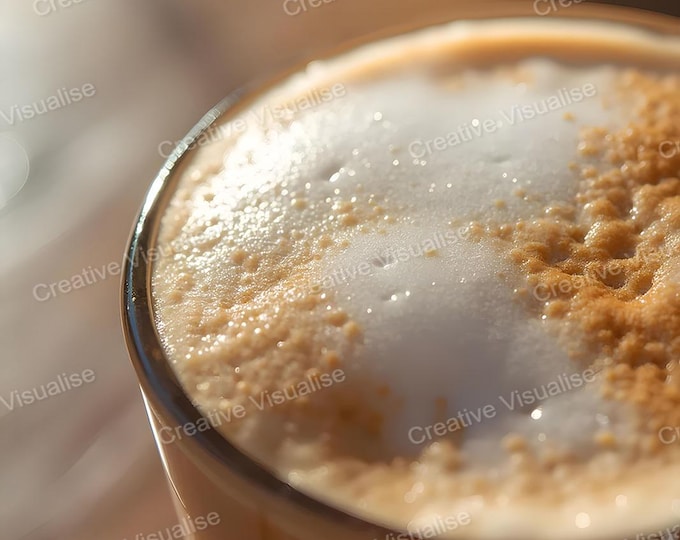 Close-Up Glass of Coppochino Topped with Smooth Frothy Milk Foam Photography