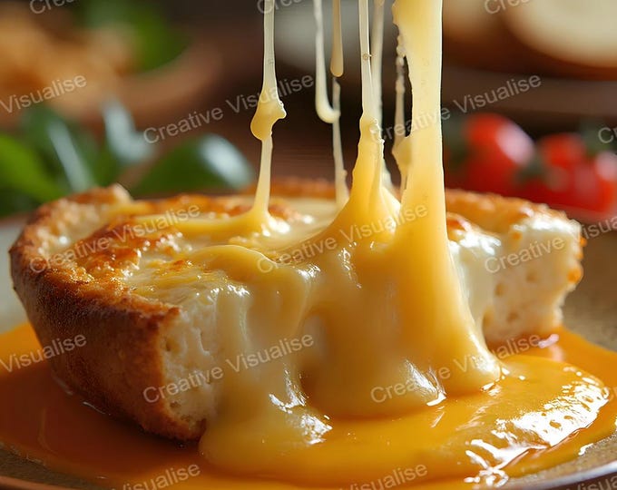 Cheesy Snack with Thick Melted Pizza Cheese Stretching Between Two Pieces– Delicious Comfort Food
