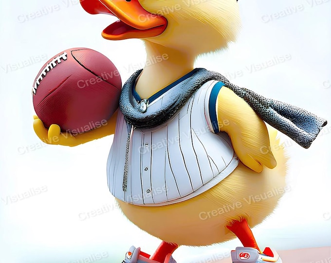 Rugby Player Duck Printable Wall Art Digital Download High Resolution PNG PDF Print