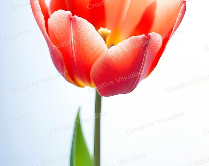 Orange Tulip Flower Portrait Printable Wall Art Botanical Floral Digital Download Home Decor