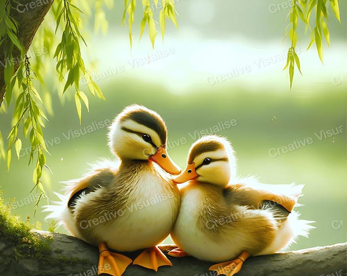 Ducklings by the Lake Wall Art Printable | Nature Digital Download PDF & PNG