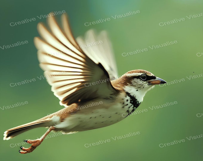 Sparrow Bird in Flight Printable Wall Art Wildlife Nature Digital Download Home Decor